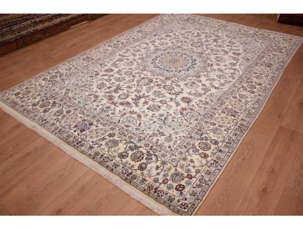 Persian carpet Nain 9la with Silk 356x243 cm Beige