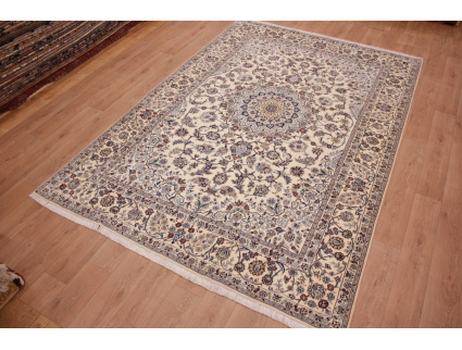 Persian carpet Nain 9la with Silk 356x243 cm Beige