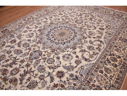 Persian carpet Nain 9la with Silk 356x243 cm Beige