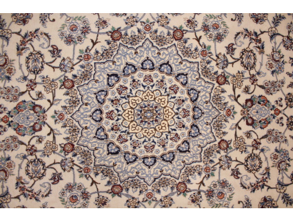 Persian carpet Nain 9la with Silk 356x243 cm Beige