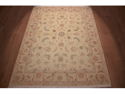 Persian carpet "Taabriz" with Silk 199x147 cm Beige