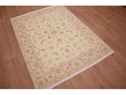 Persian carpet "Taabriz" with Silk 199x147 cm Beige