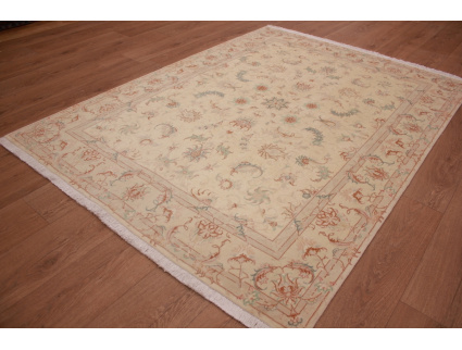 Persian carpet "Taabriz" with Silk 199x147 cm Beige