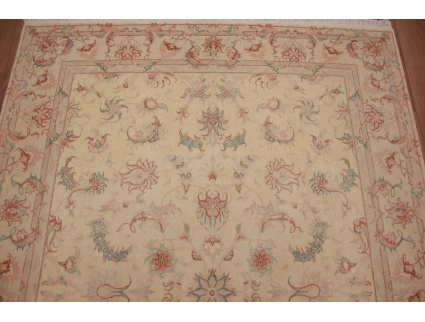 Persian carpet "Taabriz" with Silk 199x147 cm Beige