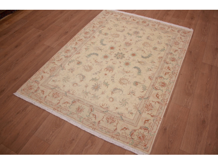 Persian carpet "Taabriz" with Silk 199x147 cm Beige