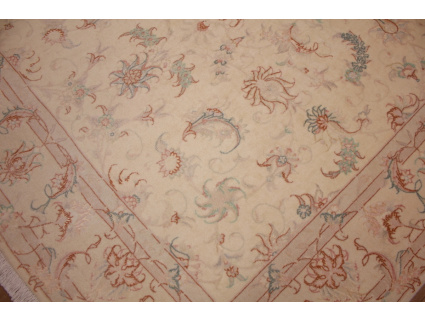 Persian carpet "Taabriz" with Silk 199x147 cm Beige