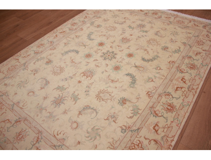 Persian carpet "Taabriz" with Silk 199x147 cm Beige