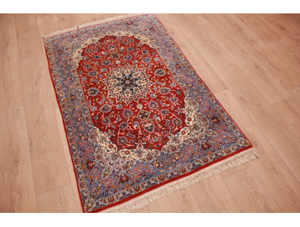 Persian carpet "Isfahan" with silk 160x104 cm Red