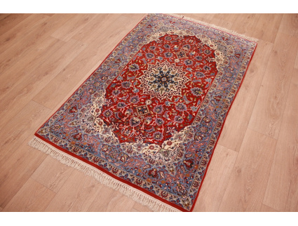 Persian carpet "Isfahan" with silk 160x104 cm Red