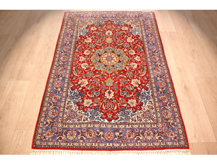 Persian carpet "Isfahan" with silk 162x105 cm Red