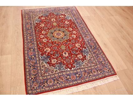 Persian carpet "Isfahan" with silk 162x105 cm Red