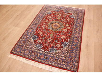 Persian carpet "Isfahan" with silk 162x105 cm Red