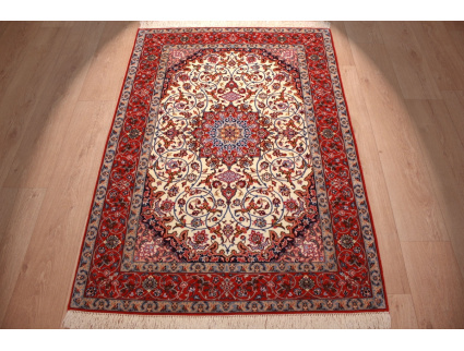 Perser Teppich "Isfahan" mit Seide 156x107 cm Beige