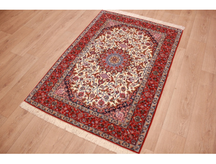 Persian carpet "Isfahan" with silk 156x107 cm Beige