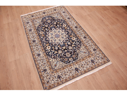 Perserteppich "Nain"  9la mit Seide 210x128 cm Blau