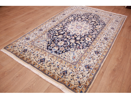 Perserteppich "Nain"  9la mit Seide 210x128 cm Blau