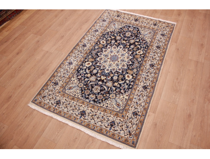 Perserteppich "Nain"  9la mit Seide 210x128 cm Blau