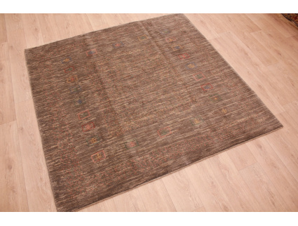 Nomadic Persian carpet Gabbeh wool 195x203 cm Brown