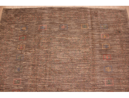 Nomadic Persian carpet Gabbeh wool 195x203 cm Brown