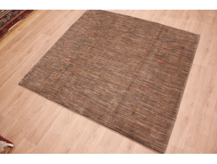 Nomadic Persian carpet Gabbeh wool 195x203 cm Brown