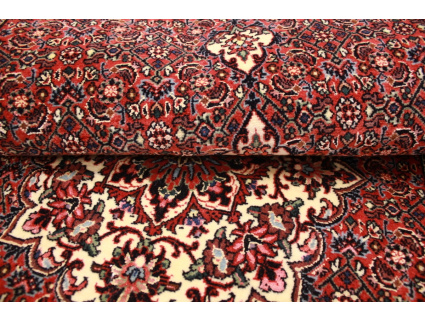 Runner Persian carpet "Bidjar" with silk 598x78 cm Red