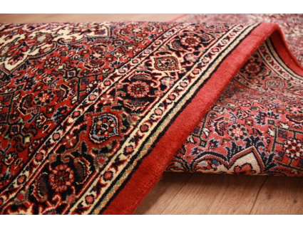 Runner Persian carpet "Bidjar" with silk 598x78 cm Red