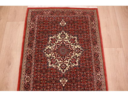 Runner Persian carpet "Bidjar" with silk 598x78 cm Red