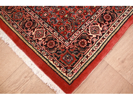 Runner Persian carpet "Bidjar" with silk 598x78 cm Red