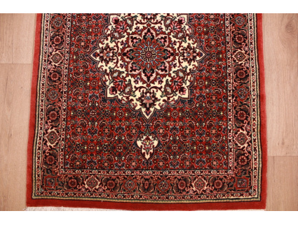 Runner Persian carpet "Bidjar" with silk 598x78 cm Red