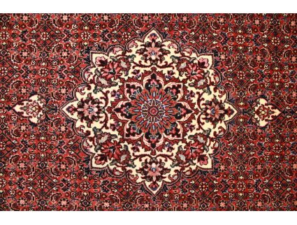 Runner Persian carpet "Bidjar" with silk 598x78 cm Red