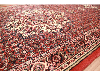 Runner Persian carpet "Bidjar" with silk 598x78 cm Red