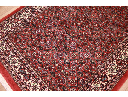 Runner Persian carpet "Bidjar" with silk 394x82 cm Red Allover