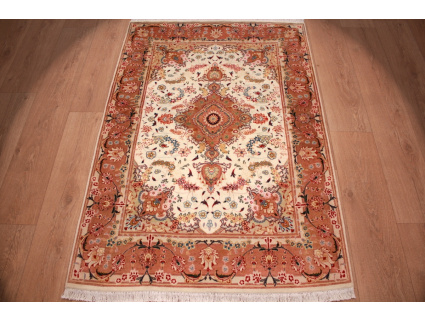 Persian carpet "Taabriz" with Silk 148x101 cm Beige