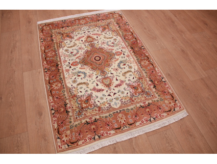 Persian carpet "Taabriz" with Silk 148x101 cm Beige