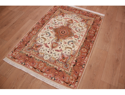 Persian carpet "Taabriz" with Silk 148x101 cm Beige