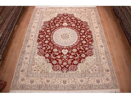 Persian carpet Nain wool and silk 400x300 cm Red