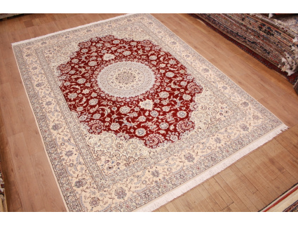 Persian carpet Nain wool and silk 400x300 cm Red