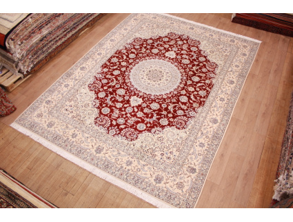 Persian carpet Nain wool and silk 400x300 cm Red