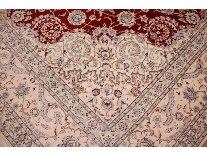 Persian carpet Nain wool and silk 400x300 cm Red