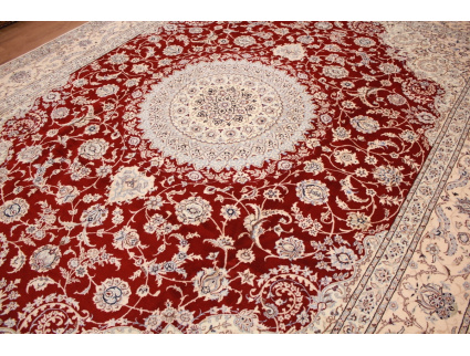 Persian carpet Nain wool and silk 400x300 cm Red