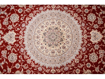 Persian carpet Nain wool and silk 400x300 cm Red