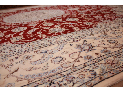 Persian carpet Nain wool and silk 400x300 cm Red