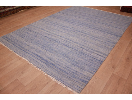 Orientteppich Kelim Wollteppich 300x200 cm Skyblau