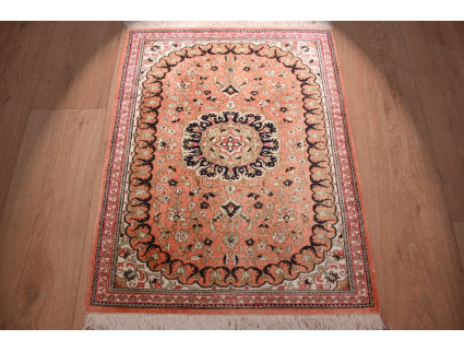 Persian carpet Ghom pure Silk 77x58 cm Salmon