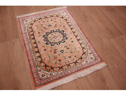 Persian carpet Ghom pure Silk 77x58 cm Salmon