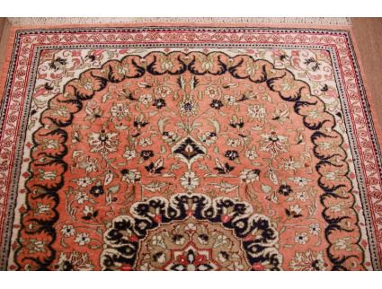 Persian carpet Ghom pure Silk 77x58 cm Salmon