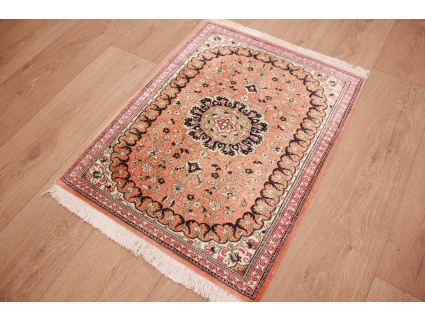 Persian carpet Ghom pure Silk 77x58 cm Salmon