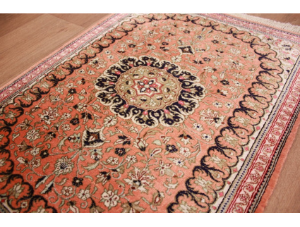 Persian carpet Ghom pure Silk 77x58 cm Salmon