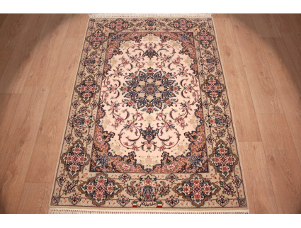 Persian carpet "Esfahan" with silk 168x112 cm Beige