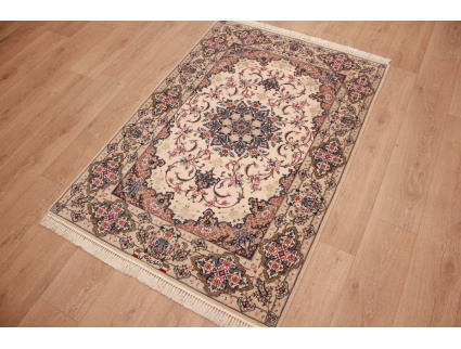 Persian carpet "Esfahan" with silk 168x112 cm Beige